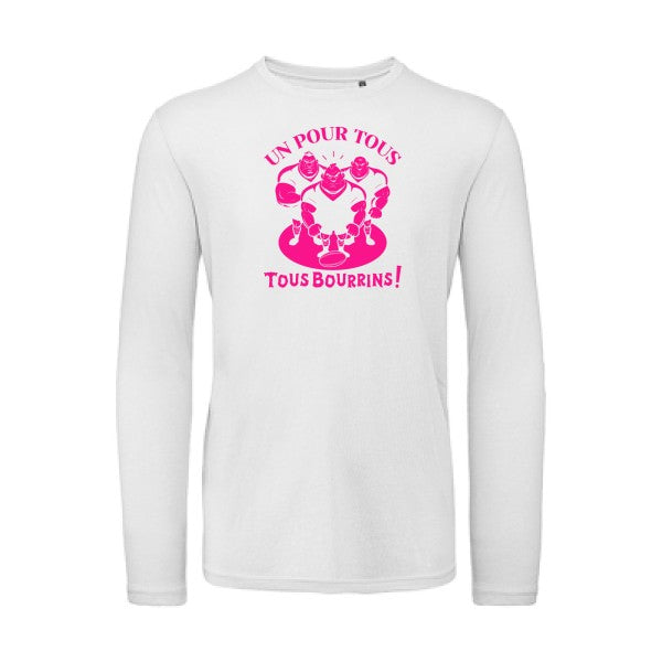 Un pour tous, Tous bourrins ! Rose Fluo |T-shirt bio manches longues