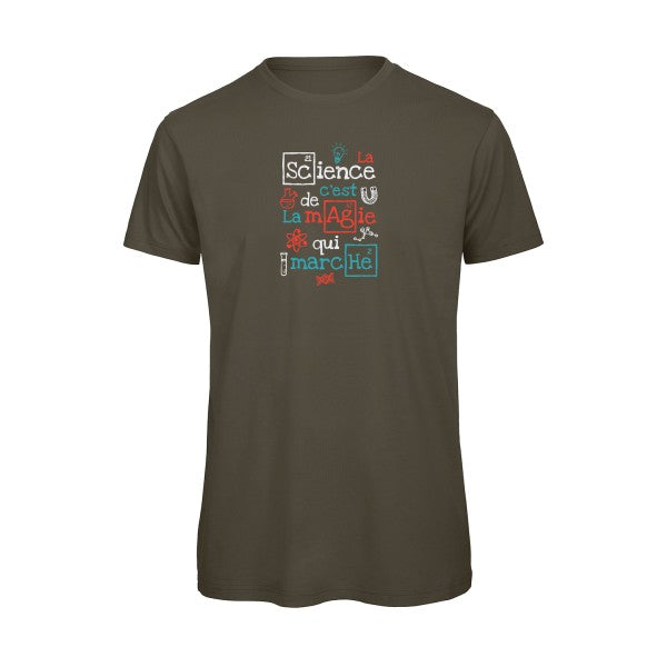 humour et Science -T-shirt humour  Khaki Green Bio