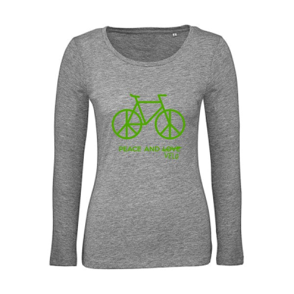 Peace and vÃ©lo Vert pomme |   T shirt manches longues femme|100% bio