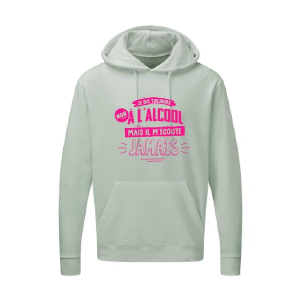 Non à l'alcool  |Sweat  capuche humoristique Rose fluo 