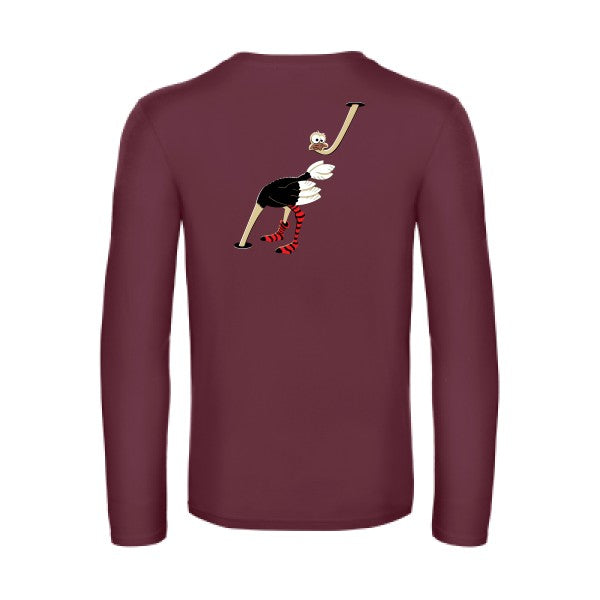 autruche-t-shirt-manches-longues-original-humour -Burgundy