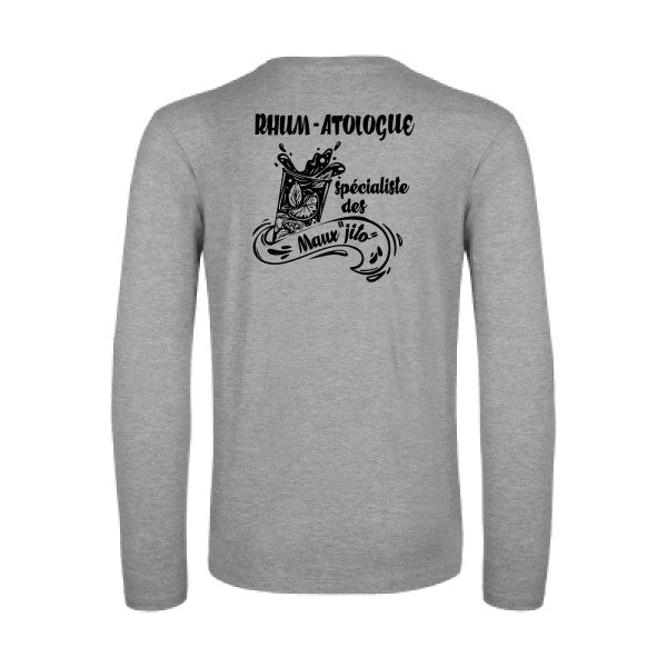 rhum atologue - t shirt- manches- longues- original- humour- Sport Grey impression Dos