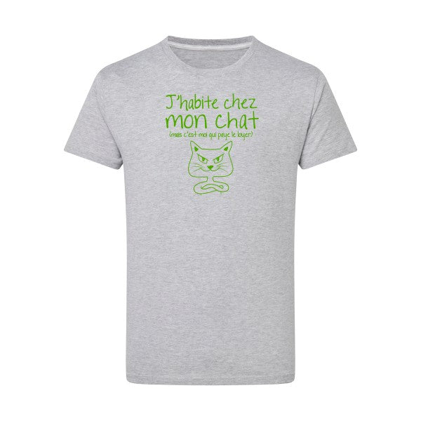 J'habite chez mon chat vert pomme -Flex vert pomme sur T-shirt SG  Light Oxford  5XL