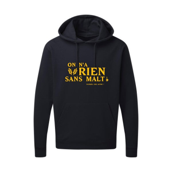 On n'a rien sans malt |Sweat  capuche humoristique jaune Or 