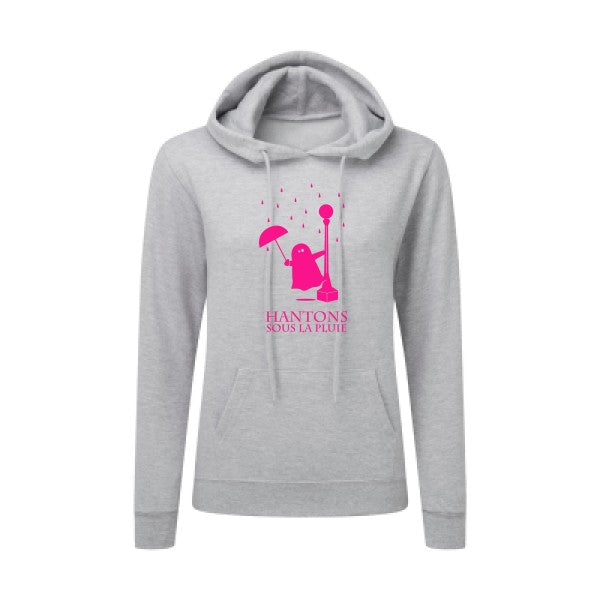 Hantons sous la pluie Rose Fluo |Sweat original à capuche Femme