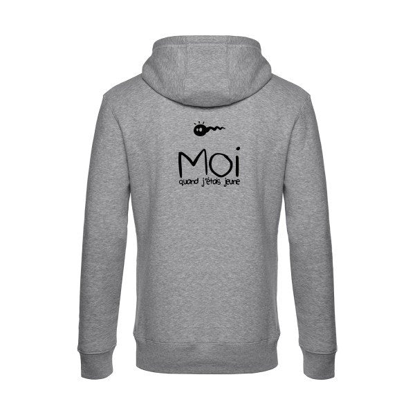 Moi-quand-j-etais-jeune sweat shirt original Heather Grey flex Noir impression Dos