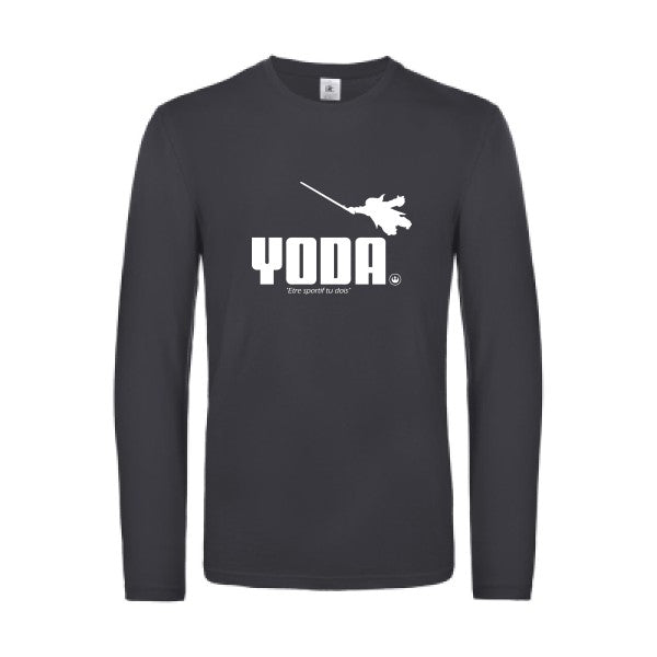yoda - t shirt- manches- longues- original- humour- Dark Grey impression Face