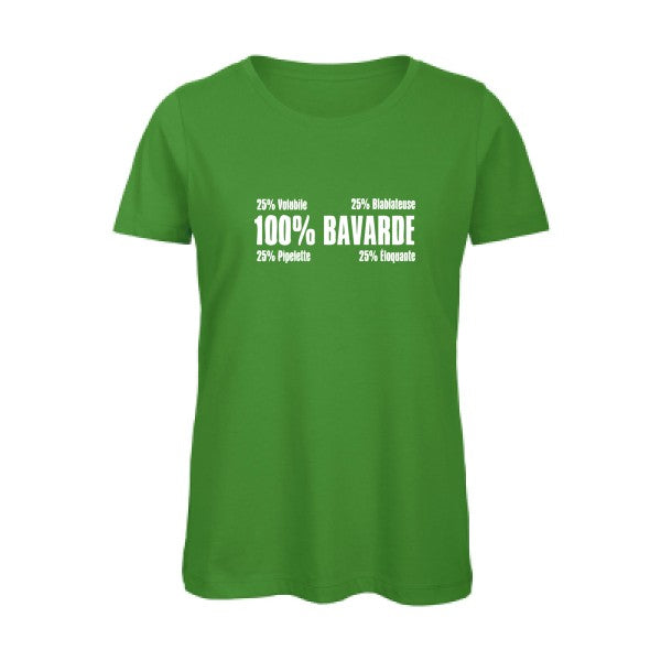 T shirt humour bio femme   femme bio|  Bavarde Blanc 