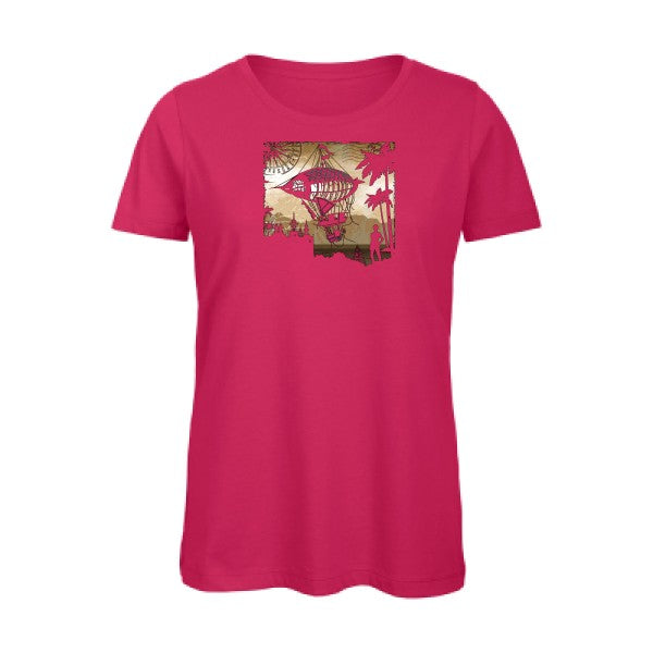 Carnet-de-voyage- - t-shirt original femme Fuchsia