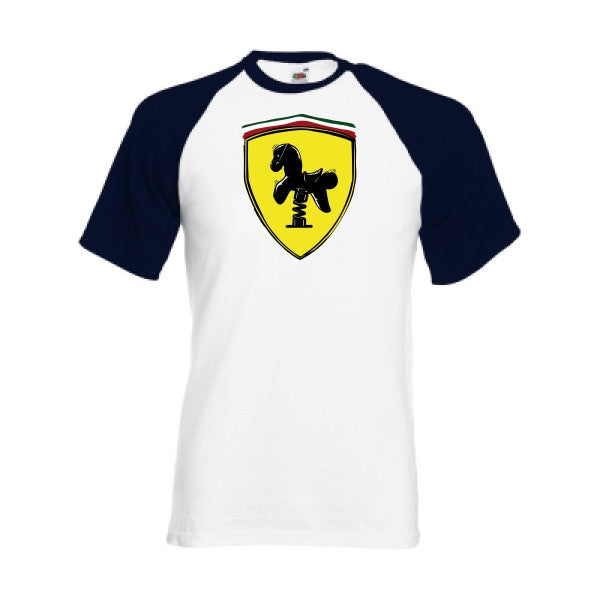 T-shirt fruit of the loom baseball  Ferrari  couleur White/Deep Navy