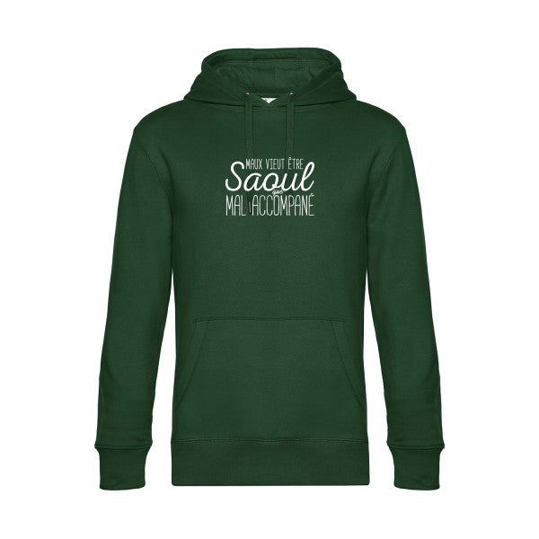 Maux-vieut-etre-Saoul sweat shirt original Bottle Green flex Blanc impression Face