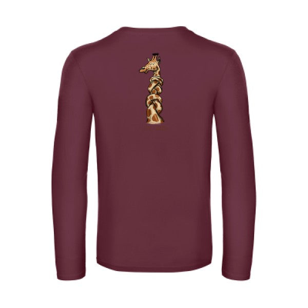 1-tete-2-noeuds-t-shirt-manches-longues-original-humour -Burgundy