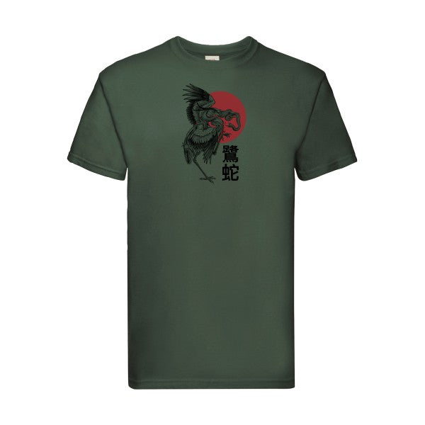 Le héron et le serpent  Fruit of the loom 205 g/m² T-shirt/ bottle green