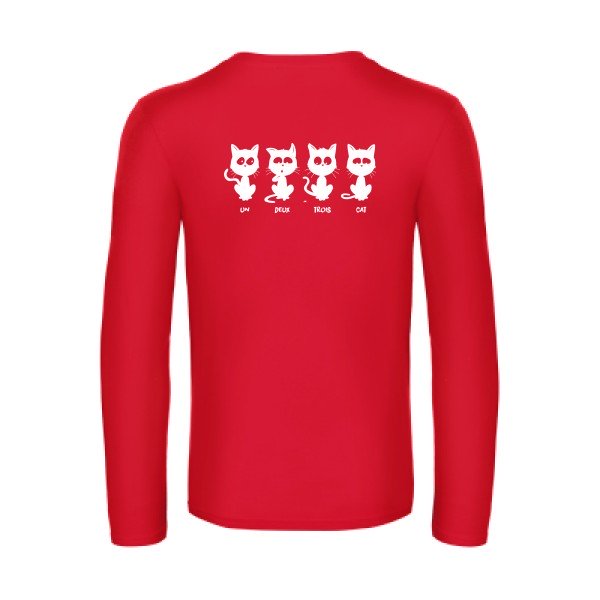 un deux trois cat - t shirt- manches- longues- original- humour- Red impression Dos