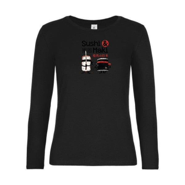 t-shirt lsl femme Sushi-et-Maki-  Black flex 