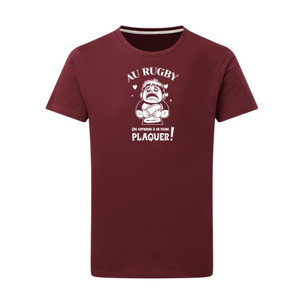 Au rugby, on apprend à se faire plaquer ! - Flex Blanc Tshirt original Burgundy  2XL