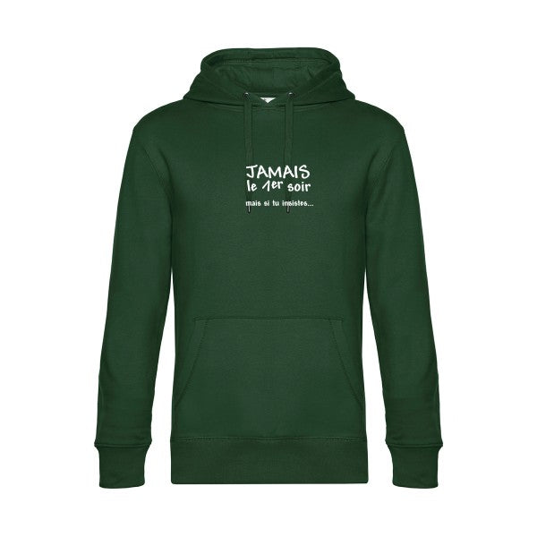 JAMAIS... sweat shirt original Bottle Green flex Blanc impression Face