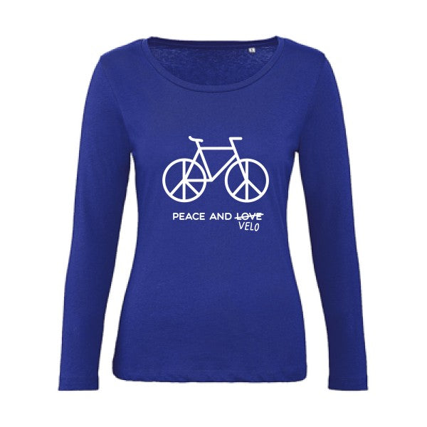 Peace and vÃ©lo Blanc |   T shirt manches longues femme|100% bio