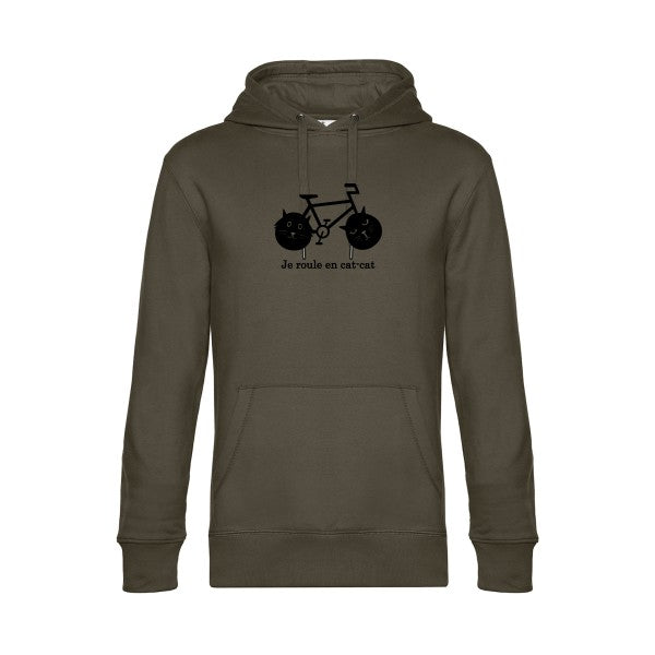 cat-cat-bike sweat shirt original Khaki flex Noir impression Face