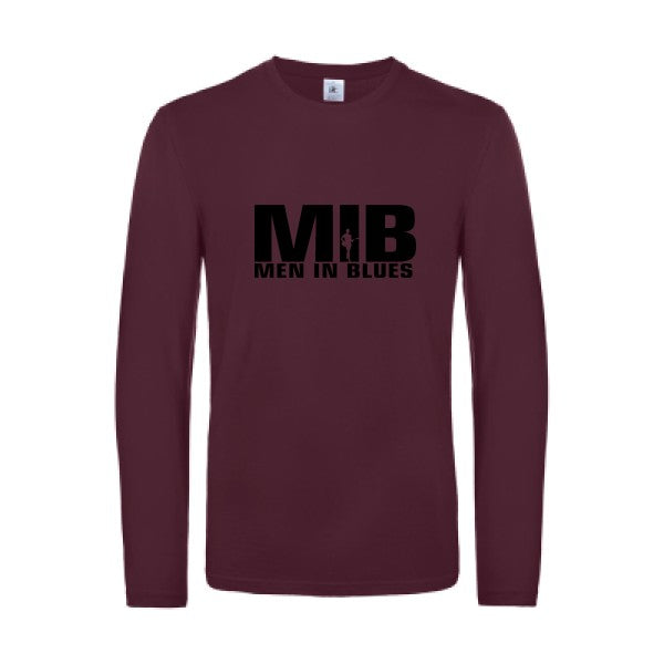 men in blues - t shirt- manches- longues- original- humour- Burgundy impression Face