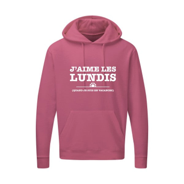 J'aime les lundis quand... Blanc |Sweat capuche imprimé homme