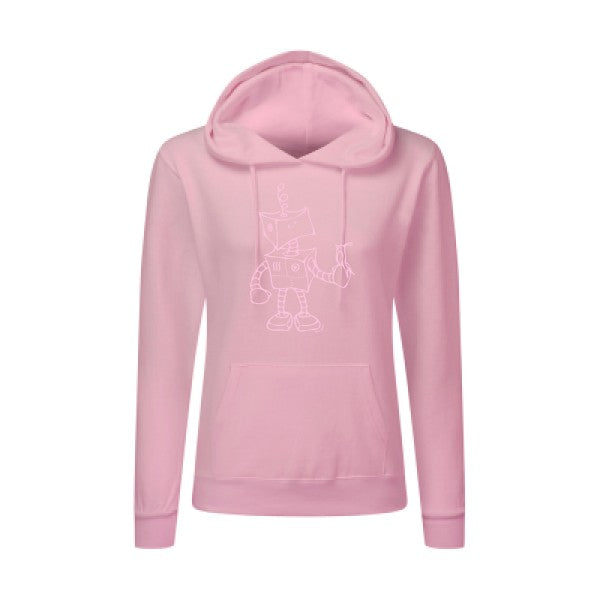 Robot & Bird Rose |Sweat original à capuche Femme