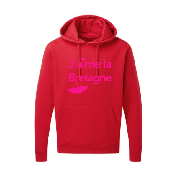 J'aime la Bretagne |Sweat  capuche humoristique Rose fluo 