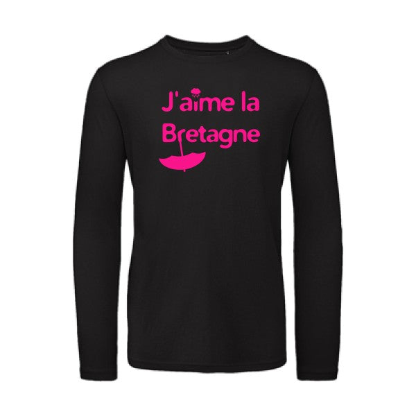 J'aime la Bretagne Rose Fluo |T-shirt bio manches longues