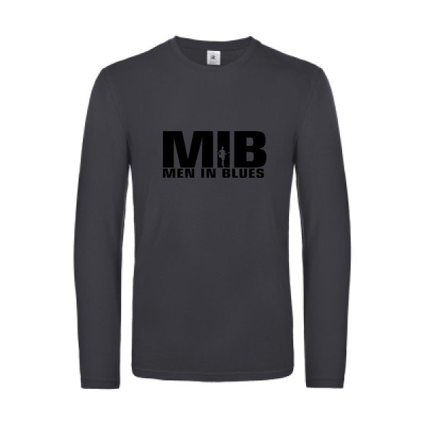 men in blues - t shirt- manches- longues- original- humour- Dark Grey impression Face