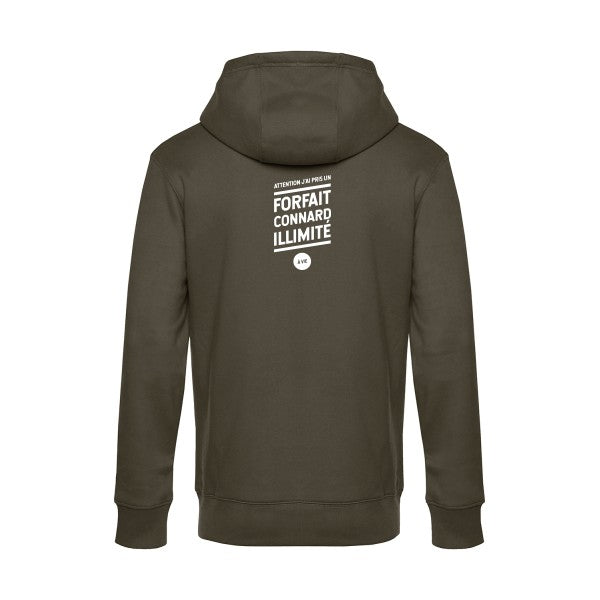 Forfait-connard-illimite sweat shirt original Khaki flex Blanc impression Dos