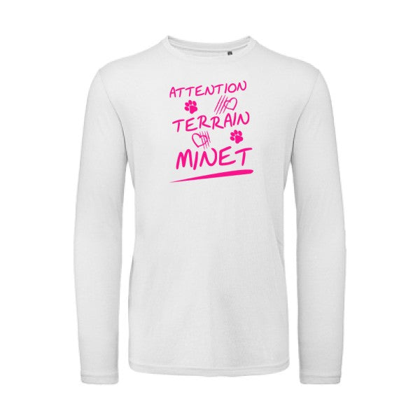 Attention Terrain Minet Rose Fluo |T-shirt bio manches longues