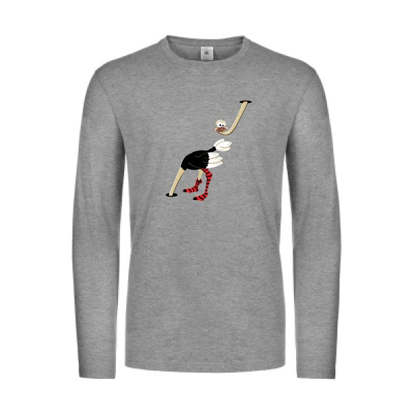 autruche-t-shirt-manches-longues-original-humour -Sport Grey