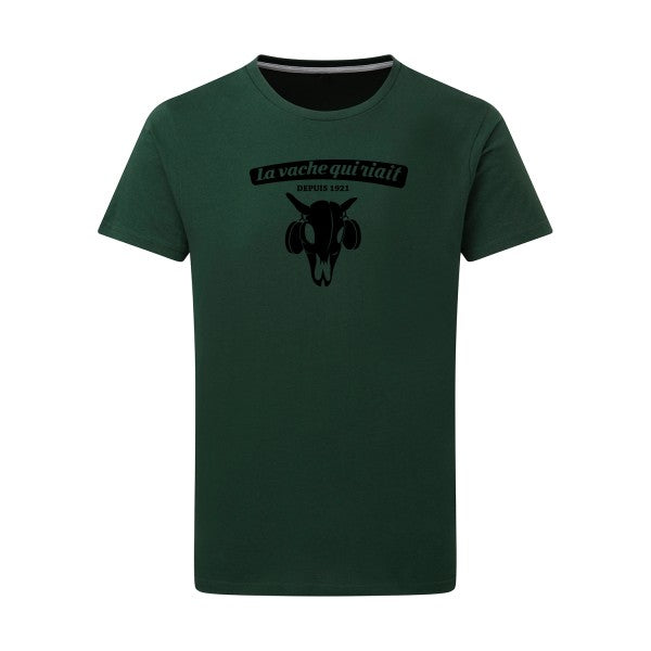 vache qui riait noir -Flex noir sur T-shirt SG  Bottle Green  2XL