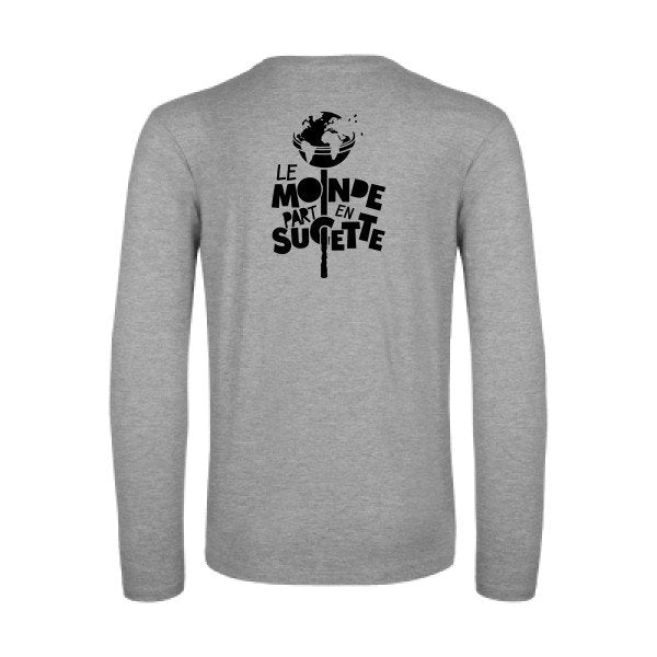 le monde part en sucette - t shirt- manches- longues- original- humour- Sport Grey impression Dos