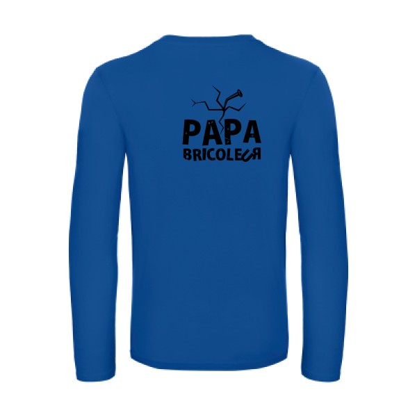 papa bricoleur - t shirt- manches- longues- original- humour- Royal Blue impression Dos