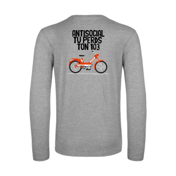 antisocial-t-shirt-manches-longues-original-humour -Sport Grey