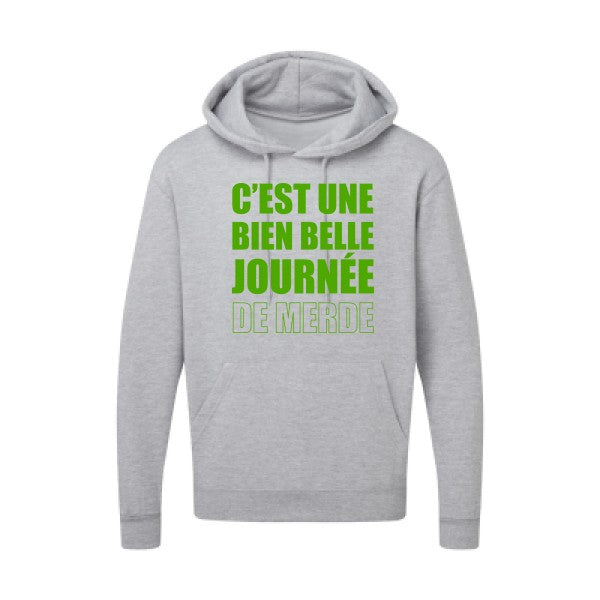 Journée de m... Vert pomme |Sweat capuche imprimé homme