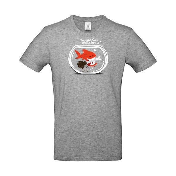 T-shirt humour original Qui Aime Bien Chatie Bien T Shirt couleur Sport Grey