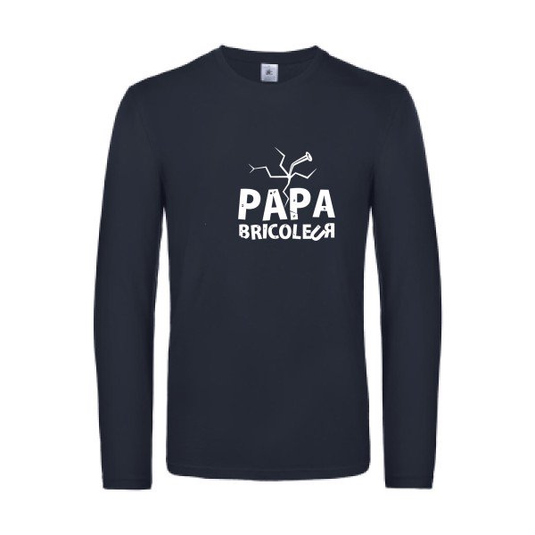 papa bricoleur - t shirt- manches- longues- original- humour- Navy impression Face
