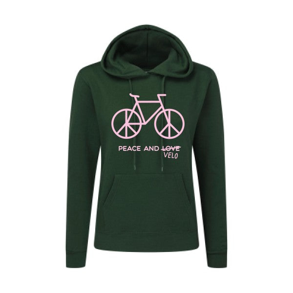 Peace and vélo Rose |Sweat original à capuche Femme