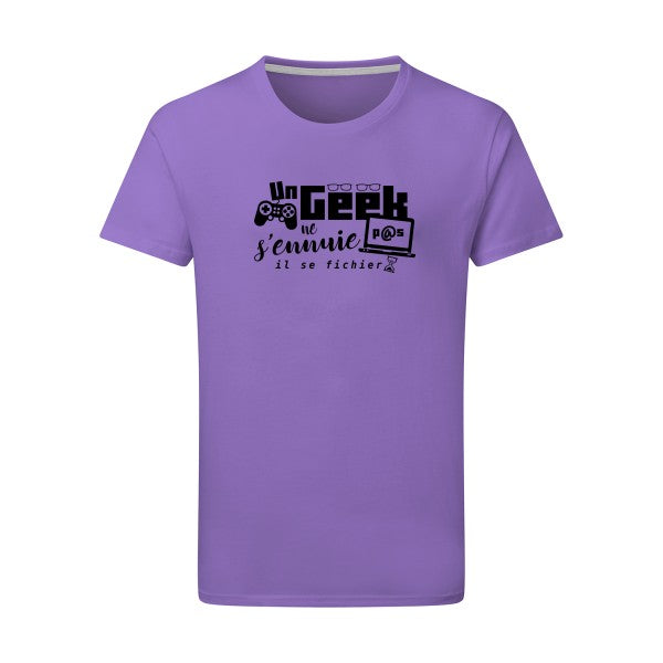 Un geek ne s'ennuie pas - Flex noir Tshirt original Aster Purple  2XL