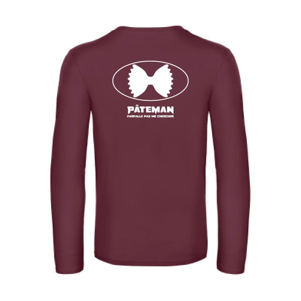 pateman - t shirt- manches- longues- original- humour- Burgundy impression Dos
