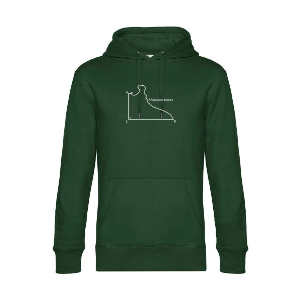 Hippopotenuse sweat shirt original Bottle Green flex Blanc impression Face