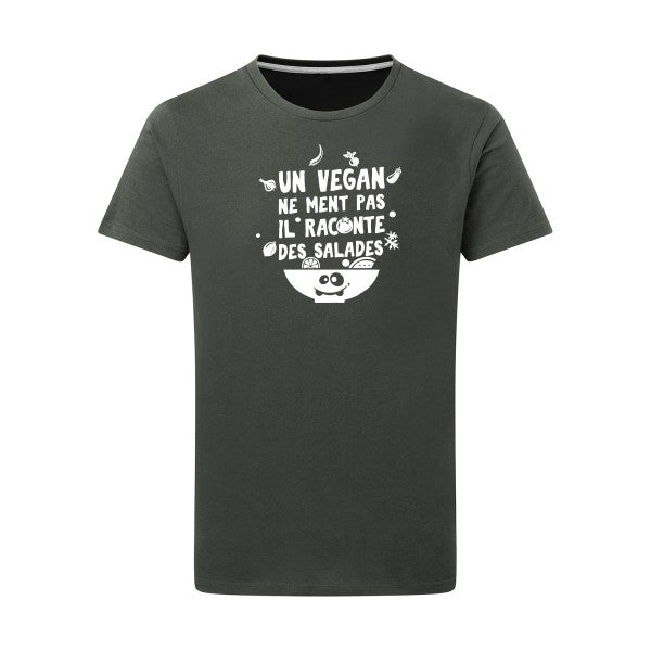 Un vegan ne ment pas Blanc -Flex Blanc sur T-shirt SG  Charcoal  5XL