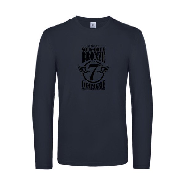 7eme compagnie crew - t shirt- manches- longues- original- humour- Navy impression Face