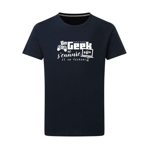 Un geek ne s'ennuie pas - Flex Blanc Tshirt original Navy  5XL