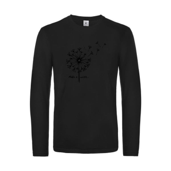 make a wish - t shirt- manches- longues- original- humour- Black impression Face