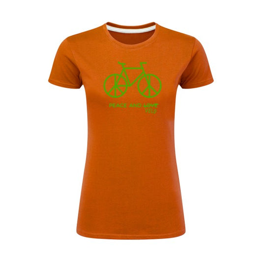 Peace and vélo Vert pomme |T shirt original femme|SG