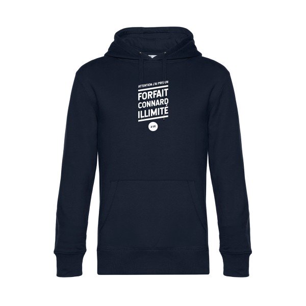 Forfait-connard-illimite sweat shirt original Navy Blue flex Blanc impression Face