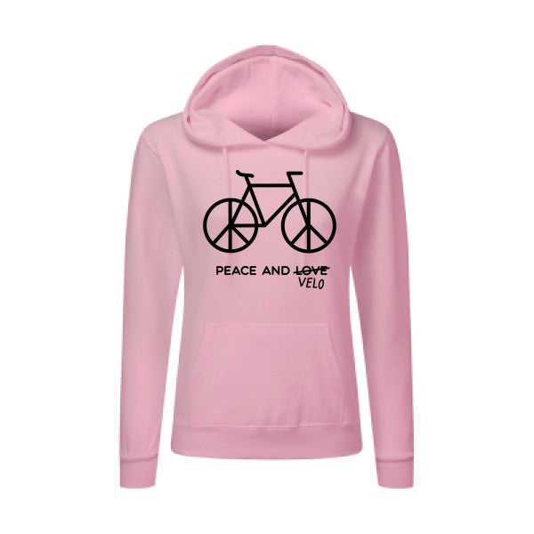 Peace and vélo Noir |Sweat original à capuche Femme